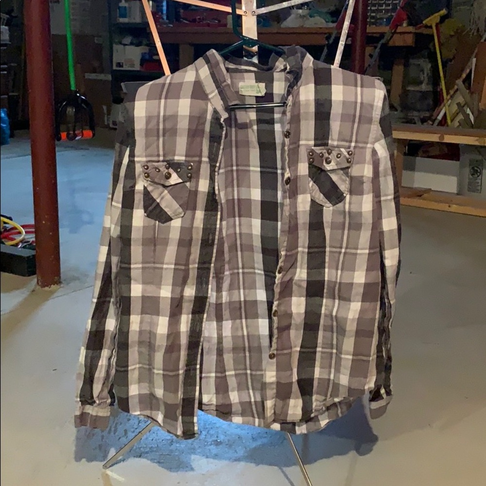 Gray studded flannel